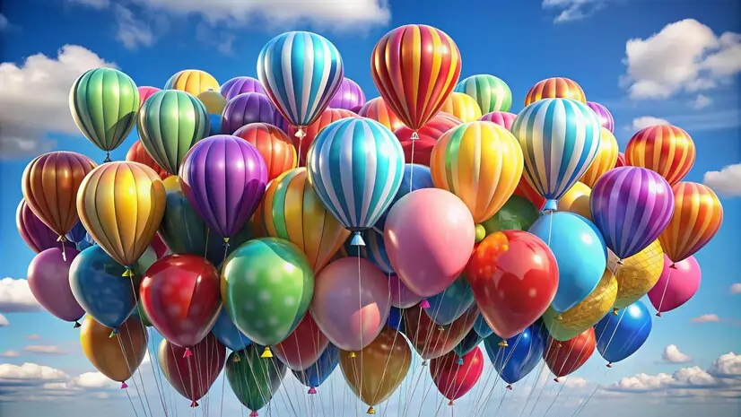 Balloons filled with Helium Gas (Example of Gaseous State)